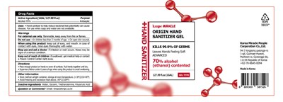 3780ml Ndc: 77524-0020-7 (Miracle Origin Hand Sanitizer Molecular Shape(1gal))